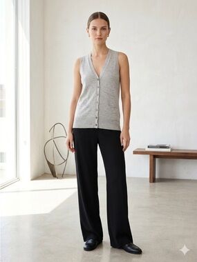 Vince Heather Grey 100% Cashmere Button-Front Vest - Small